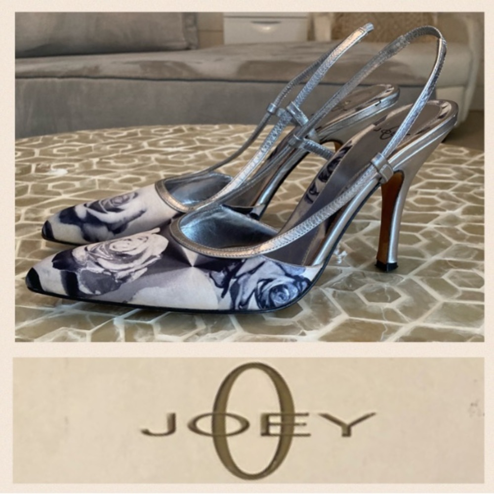 Joey O Rose silver slingback leather pumps